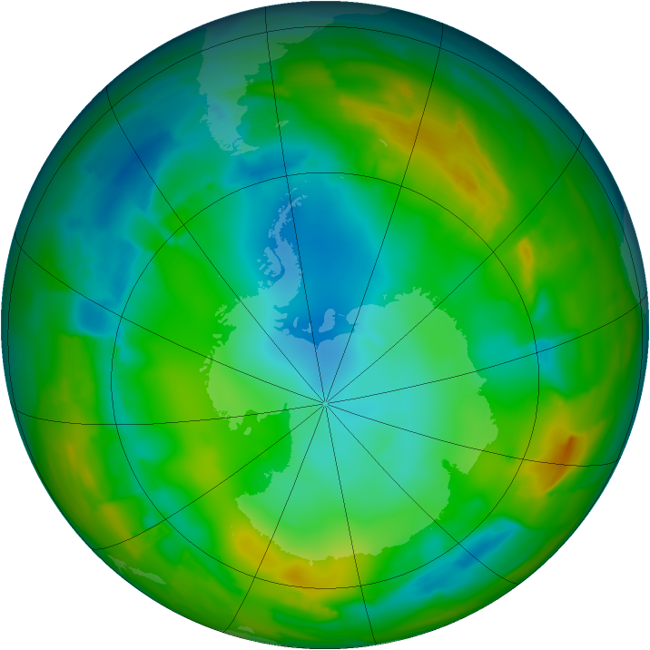 Antarctic ozone map for 27 July 2012